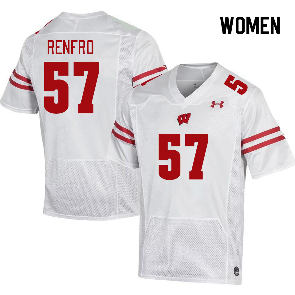 Women #57 Jake Renfro Winsconsin Badgers College Football Jerseys Stitched Sale-White - Click Image to Close